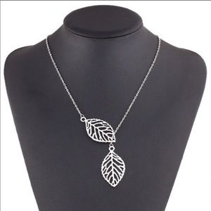 Double leaf delicate silver style necklace